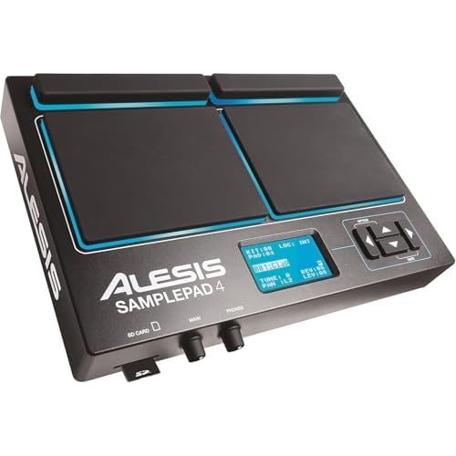 Alesis Sample Pad 4 - Compact Percussion and Sample Triggering Instrument with 4 Velocity-Sensitive Pads, 25 Drum Sounds and SDSDHC Card Slot