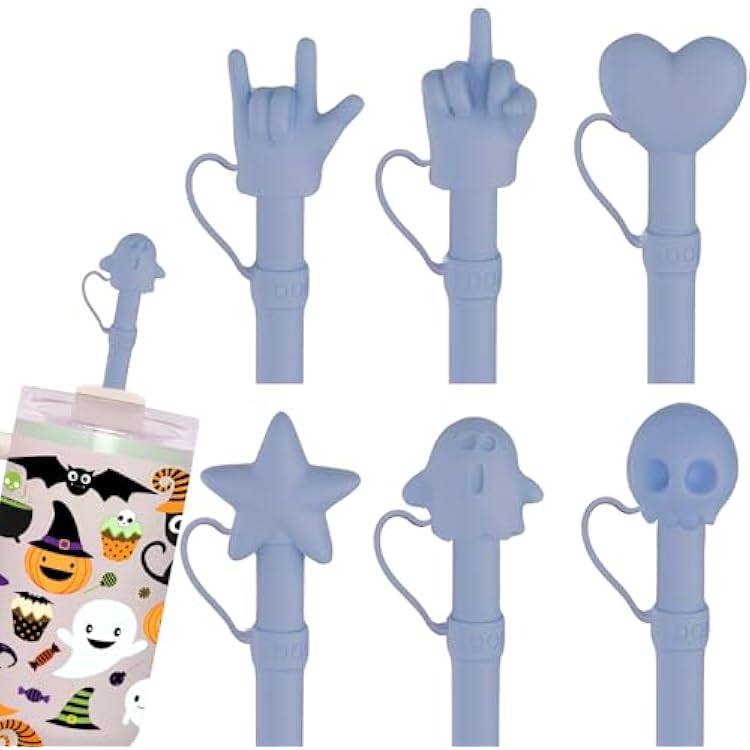 Stocking Stuffers Gifts for Women Men Dad Wife Sister Teens Girls Boys, 6 Pack Reusable Replacement Straws, 12 Long Silicone Straw With Cover, Compatible with Stanley Owala 40 oz 30 oz Cup Tumbler