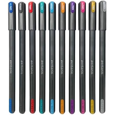 Pentonic Glitz 1.0 mm Multicolor Glitter Gel Pen | Multicolor Ink, Set Of 10 Pcs
