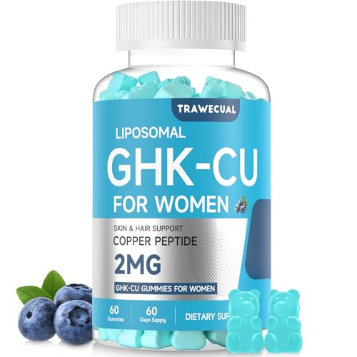 GHK-Cu Peptide for Women 2mg High-Purity GHK-Cu with Liposomal Delivery Collagen, Skin & Hair Support Blueberry Flavor, 60 Day Supply