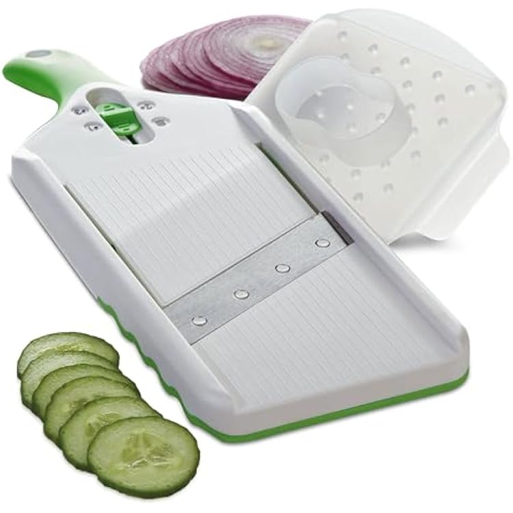 PrepSolutions Adjust-A-Slice Mandoline Slicer, Green Adjustable Thickness, Perfect for Vegetables, Fruits, and More