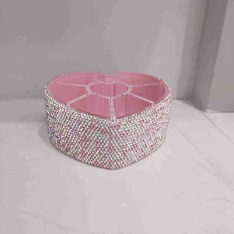 Desktop Cosmetic Storage Box 8-hole Bling Rhinestone Cosmetic Tools Storage Box Jewelry Storage Box, Heart-Shaped Organizer Case for Girls Women, Pink