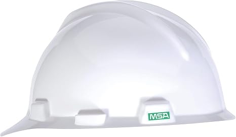 MSA 10004689 V-Gard Cap Style Safety Hard Hat with Fas-Trac III Swing Suspension | Polyethylene Shell, Superior Impact Protection, Self Adjusting Crown Straps - Standard Size in White