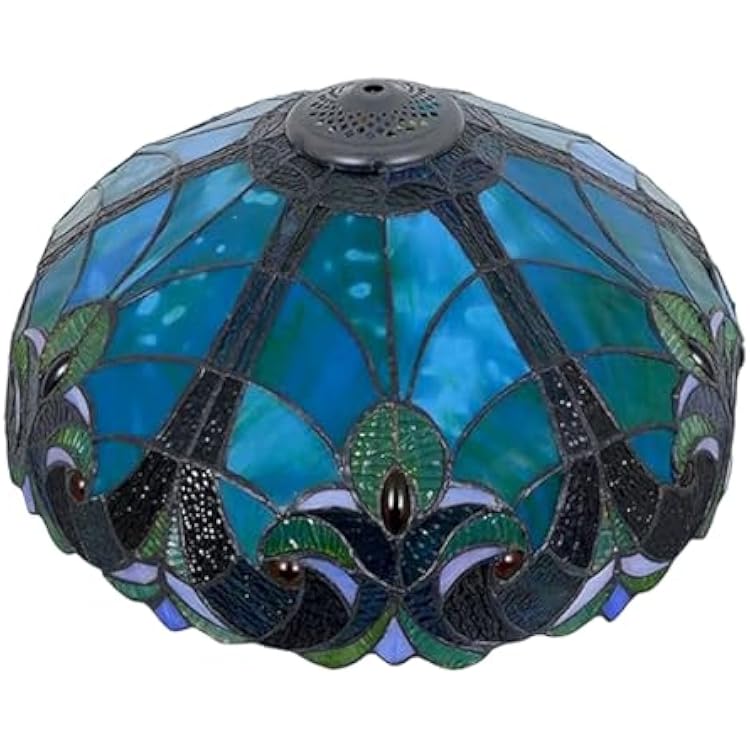 Tiffany Lamp Shade Baroque Style Handmade Stained Glass Lampshades 18 Inch Wide Vintage Table Lamp Floor Lamp Green Cover Replacement Only for Bedroom Living Room Home Office Decoration