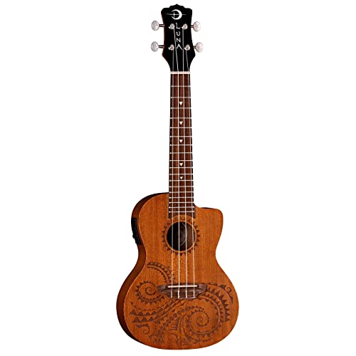 Luna Tattoo Concert Mahogany AcousticElectric Ukulele with Preamp & Gig Bag
