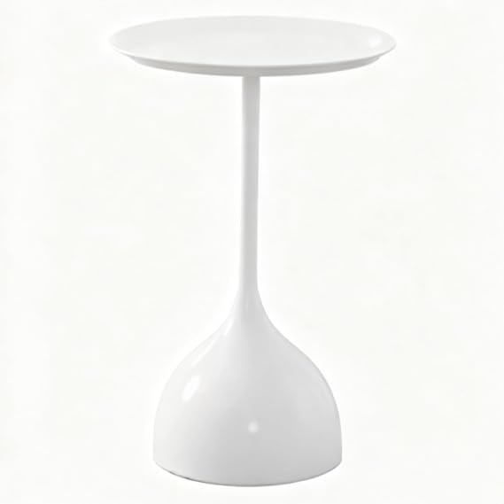Modern Round Side Table, Small Pedestal End Tables, Space-Saving Minimalist Coffee Tables, for Living Room, Bedroom, Sofa, Office(White,Large)