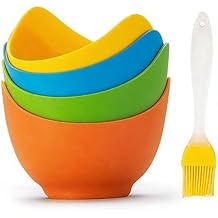 Egg Poacher Cups with Oil Brush, Silicone Egg Poachers Set of 4 Multicolor Poached Egg Maker Egg Coddler, Kitchen Tools and Gadgets
