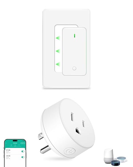 NineLeaf WiFi Smart Plug Remote,Wireless Remote Outlet with Decor Switch
