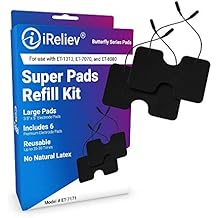 iReliev Wired Super Pads Refill Kit, Model ET-7171 - (6) XL 3.5" X 5" Electrode Pads, Premium Gel Made in The USA