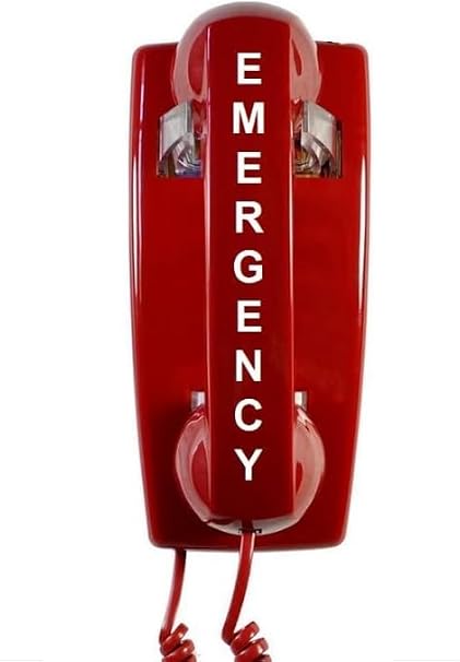 Emergency Wall Telephone Pre-programmed to Auto Dial 911 - RED