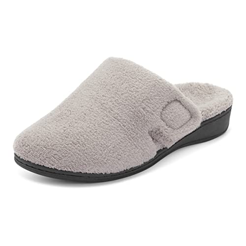 Vionic Womens Gemma Mule Slipper - Comfortable Spa House Slippers that Include Three-Zone Comfort with Orthotic Insole Arch Support, Soft House Shoes for Ladies