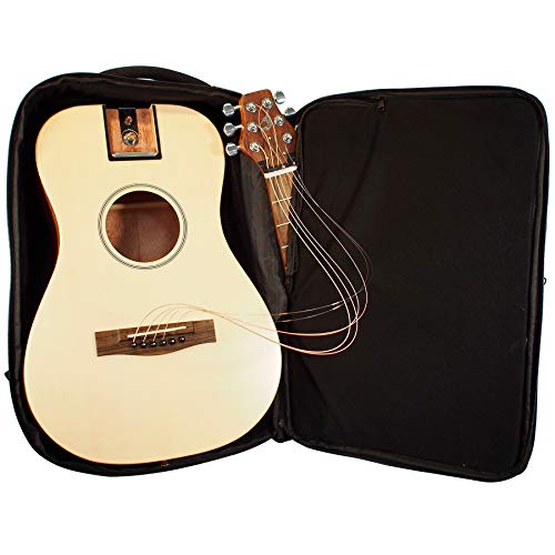 Journey Instruments Solid Sitka Travel Guitar PJ410N Traveling Acoustic Guitar with Collapsible Patented System Portable Backpack Case African Mahogany