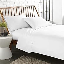 LaxLinen Full XL Size Bed Sheets Set- 4 Pcs- Extra Deep Mattress Fits Up to 14 inch Pocket Fully Elasticized Egyptian Cotton Sheets Long Staple Bedding Sets(White Solid, Full XL)