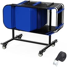 Folding Chair Cart, Small-sized Chair Storage Cart With 3In Swivel Caster Nice To Storage 14PCS Chairs Adjustable Design Chair Dolly For Different Folding Chair 200 LBS Weight Capacity Come With Strap