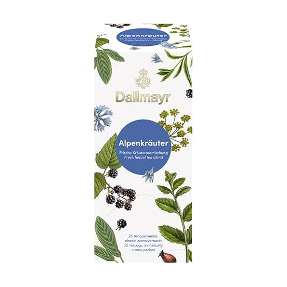 Dallmayr Alpine Herbs - Herbal Tea Blend - 25 Tea Bags - Germany