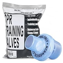 CPR Training Valves 50 Pack Disposable One-Way Replacement Valves for CPR Manikins & Rescue Masks | Airway Filters for CPR, First Aid & AED Training | MCR Medical