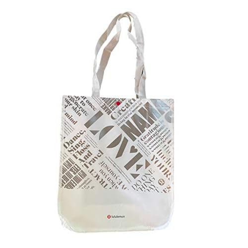 lululemon Medium LOVE Breathe Deeply Tote Bag Red Silver Black White WhiteSilver