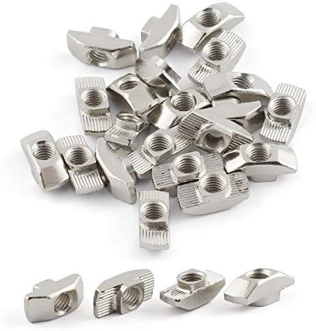 40PCS 30 Series Post Assembly M3 T Nut Nickel-Plated Carbon Steel T Slot Nut Hammer Head Fastener Nut