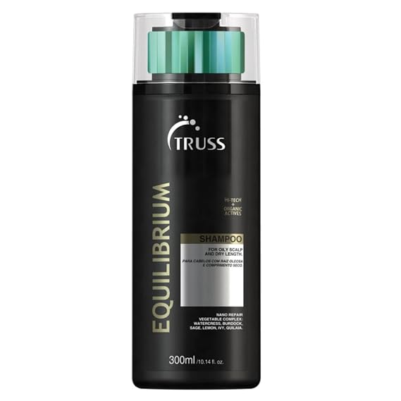 TRUSS Equilibrium Shampoo for Oily Scalp and Dry Ends - Balancing Shampoo for Combination Hair - Color Safe Shampoo for Oily Hair & Greasy Roots, Sulfate Free, Salt & Dye Free - 10.14 oz