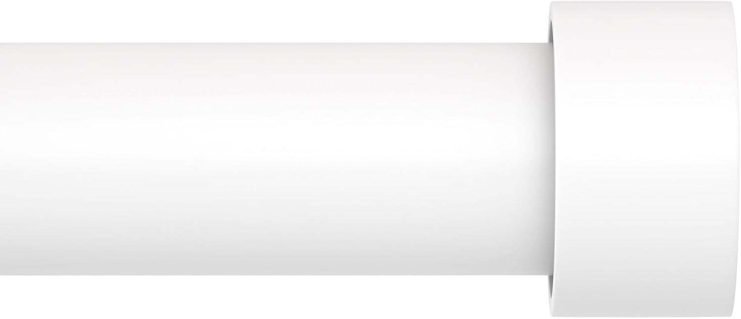 White Extra Long Curtain Rod 30 to 214 inch, Heavy Duty Curtain Rods for Windows with Modern End Caps, 1 inch Drapery Rods Set for Outdoor Patio, Adjustable Curtain Rod for Room