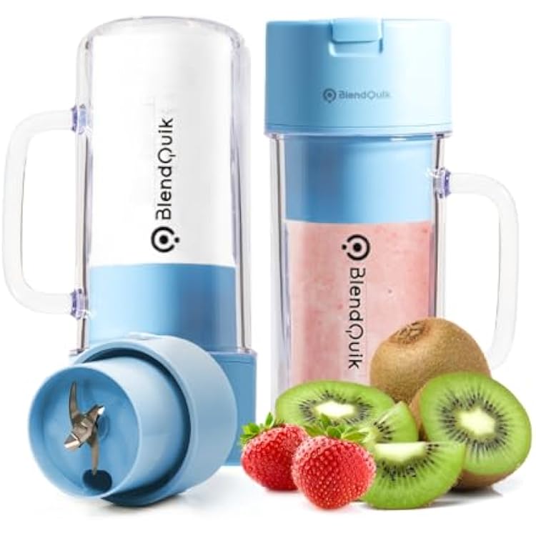Personal Portable Blender For Shakes & Smoothies, Leakproof & Stylish Portable Mason Jar Shaker, Rechargeable Mini Blender with 10-Blade Blending System 14oz, Sky Blue