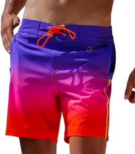 Tucann Men's Trunks 7" Compression Liner Quick Dry Zipper Pocket Chlorine Resistan 4 Way Stretch Faded Swim Shorts for Men