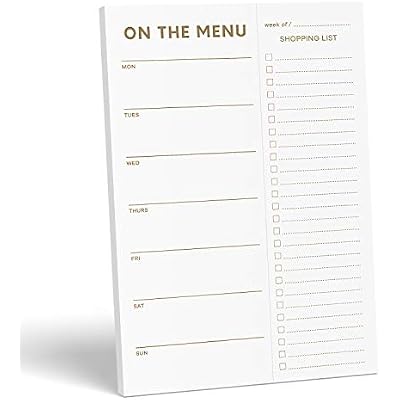 Sweetzer & Orange Gold Meal Planner and Grocery List Magnetic Notepad. 7x10 Meal Planning Pad with Tear Off Shopping List. Plan Weekly Menu Food for Weight Loss or Dinner List for Family!