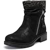 Luoika Women's Wide Width Ankle Boots - Low Heel Side Zipper Slouchy Mid Calf Boots Short Booties.