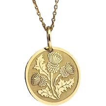 14K Solid Gold Thistle Pendant, Scottish Thistle Necklace