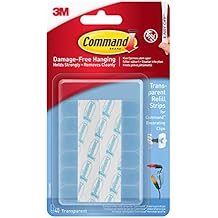Command Mini Clear Refill Strips for Command Decorating Clips - 40 Adhesive Strips - Hanging Clips for Decorations and Fairy Lights - Damage Free Hanging