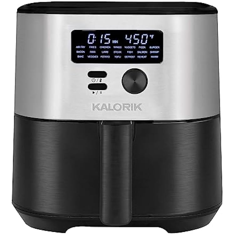 Kalorik MAXX 7 Quart Air Fryer 1750W, 7-in-1 Air fry, Bake, Roast, Broil, Defrost, Reheat, and Warm food, LED Display, 21 Presets, 4 Accessories, Recipe book, FT 50930 OW