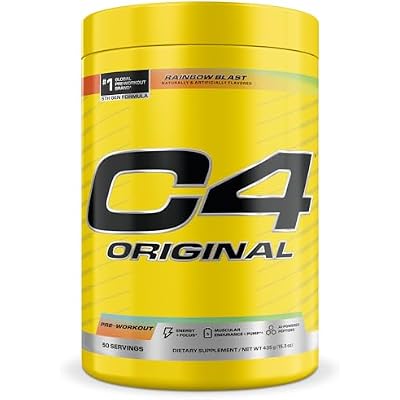 C4 Original Pre Workout Pre-Workout for Endurance, Focus & Performance with 200mg Caffeine, Beta-Alanine, Creatine Nitrate, L-Arginine & PeptiPump Sugar Free, 50 Servings, Rainbow Blast