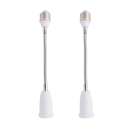 E26/E27 Light Socket Extender Adapter,30cm/12 inch Light Bulb Extension,E26 to E26 Socket Extender,Bendable Flexible Gooseneck Adjustable Extension Socket Extender Adaptor (2 Pack)