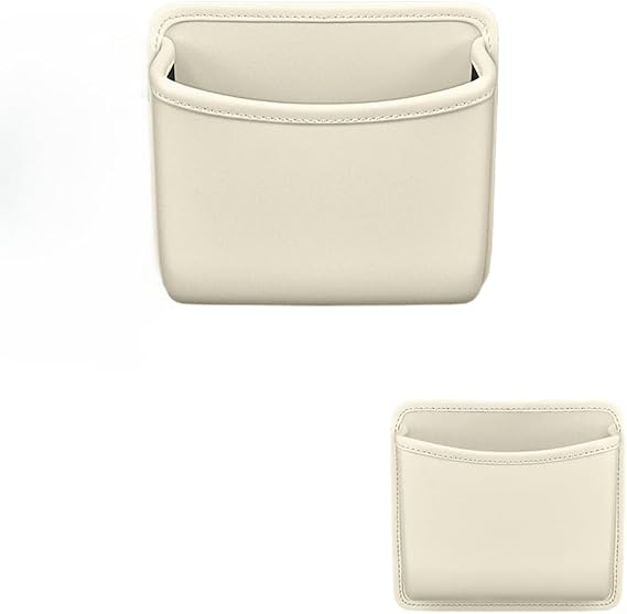 GLOBALHUT Microfiber Leather Car Door Storage Organizer, Waterproof Cup Holder Trash Bin Phone Pocket, Fit for Most Vehicles, Beige(Beige)