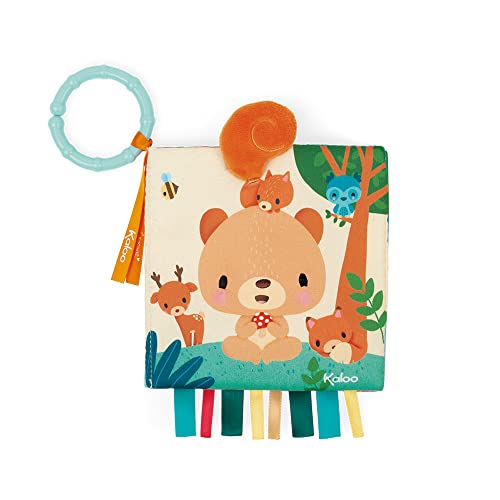 Kaloo - Choo in the Forest Fabric Activity Book 5.51 x 5.51 - Entertaining Baby During Travel - Engaging Storytelling - Stimulates Senses, Portable, Machine Washable, Interactive Features