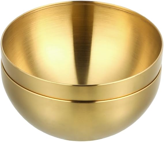 Garneck Set of 2 Insulated Stainless Steel Salad Bowls 7.87 Inch Large Korean Kitchen Bowls for Ramen Soup Bbq Cold Noodles Stackable Serving Bowls for Family Gatherings and Parties