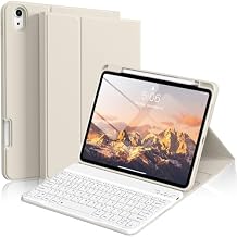 kenke for iPad 11/10th Gen Case with Keyboard 11/10.9 inch 2025 A16/2022, Detachable Wireless Bluetooth with Left Side Pencil Holder, Multi-Touch Trackpad Square Gray Keycaps (Blue