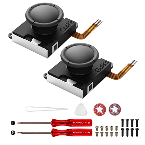 AKNES Gulikit Switch Joystick Replacement - No Drifting Hall Effect for Joycon, OLED & Lite - Includes Repair Kit, Thumb Stick Cap 1 Pair