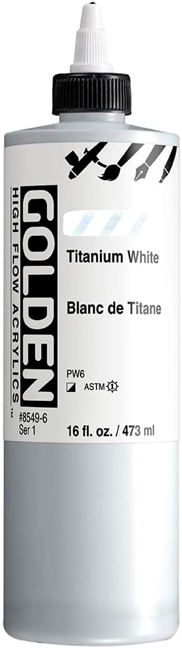 GOLDEN High Flow Acrylics, Titanium White, 16 fl. oz. Bottle