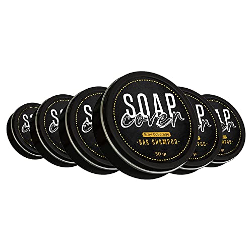 Soap Cover Black Soap for Gray Hair, Gray Hair Reverse Bar Shampoo, 10.2 Oz Pack of 6