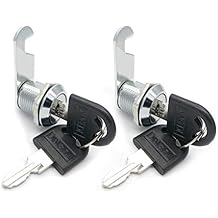 Drawer Cabinet Cam Lock, 16mm(5/8) Cylinder Length, Fits on 3/8inch Max Panel Thickness, Zinc Alloy Chrome Plated, Keyed Different, 2Pack