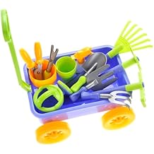 PowerTRC Garden Wagon & Tools Toy Set 15 Pcs Kids Gardening Tools & Wagon Toy Set Outdoor Toddler Toys Kids Gardening Set Beach, Sand, Garden Toys