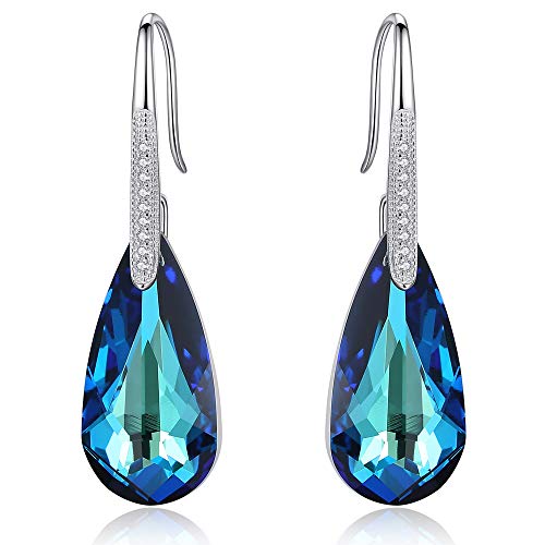 EleQueen 925 Sterling Silver CZ Teardrop Hook Dangle Earrings Made with Austrian Crystals, Valentines DayMothers DayChristmas Jewelry Gift
