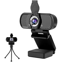 Full 1080P HD Webcam with Microphone, USB Webcam for Laptop and Desktop, External Web Camera, Streaming PC Web Camera with Privacy Cover and Tripod, Widescreen Web cam for Zoom Skype YouTube