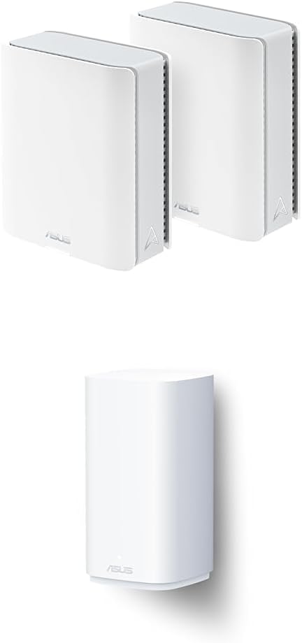 Bundle of ASUS BT10 Tri-Band WiFi 7 Mesh, 18 Gbps, 6000 sq.ft 2pk, Dual 10G Ports, Security & Parental Control, 4G&5G Mobile Tethering  BD5 Outdoor Dual-Band WiFi 7 Mesh, 5000Mbps, 2500 sq.ft, IP65