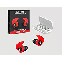 NRR40 Noise Cancelling earplugs - Reusable Hearing Protection,with Upgraded earplug Material to More Comfortable and Soft Silicone and Sponge for Sleeping and Most Noise-Sensitive environments(Red)