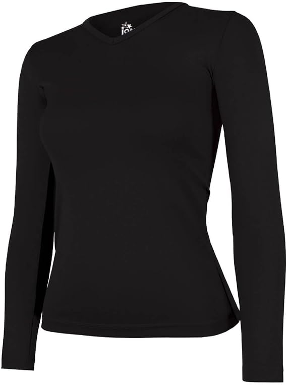 Ion Cheer Fitted V-Neck Long Sleeve Practice Top | Soft and Stretchy Practice Cheerleading Shirt