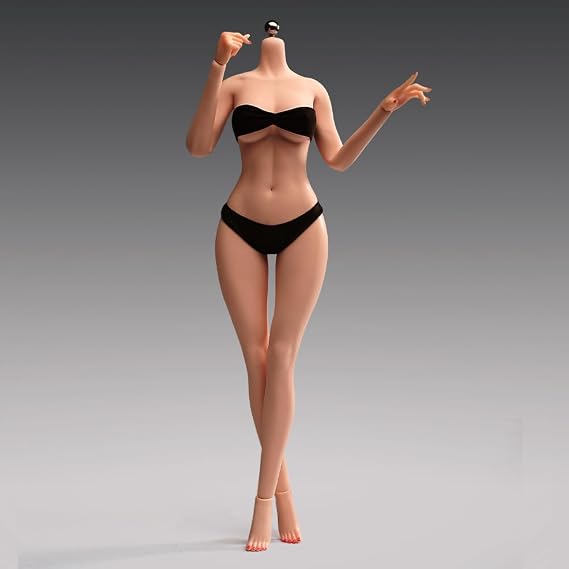 1/6 Scale Female Body,12inch Slightly Fat Body Super Flexible Seamless Figure Large Bust Body with Detachable Feet Collection (Suntan Skin, Makeup Version)