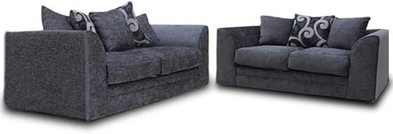 Sofas & Couches - Grey Corner Couch Suite - Soft Fabric Armchair Settee - 3 and 2 Seater Sofa Set - 3 Piece Suites Furniture - 5 Seaters For Living Room Lounge