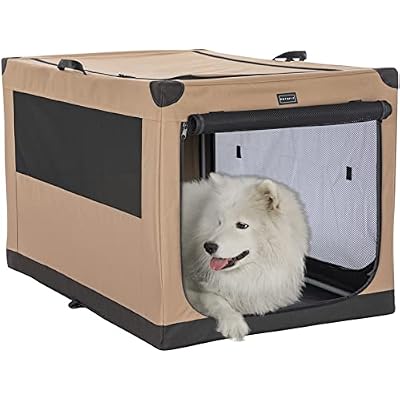 Petsfit 42 Inch Dog Crate, Three Doors Design, Pop Up Dog Crate IndoorOutdoor Kennel, Pet Home Easy to Adjust The Tightness of Crate Cover